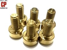 画像3: [Creatifinity Parts] チタン製 サドルマウントスクリュー 3mm 6本セット ゴールド ベタ付けに便利な短いタイプ（長さ6mm）フロイドローズ等のFRT用アップグレードパーツ (3)